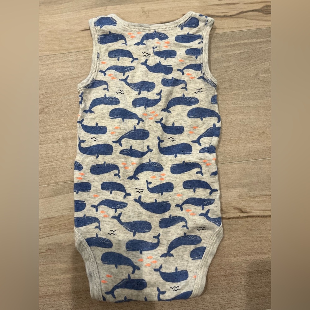 Carter's Orange and Gray Whale Tank Bodysuits Set Size 12 Months - Picture 3 of 7